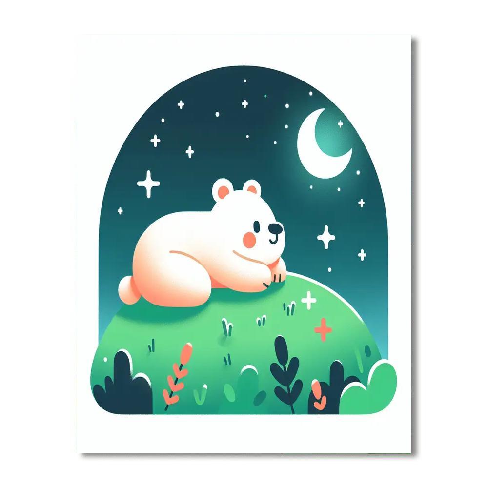 Stargazing Bear Night Paint By Numbers Art