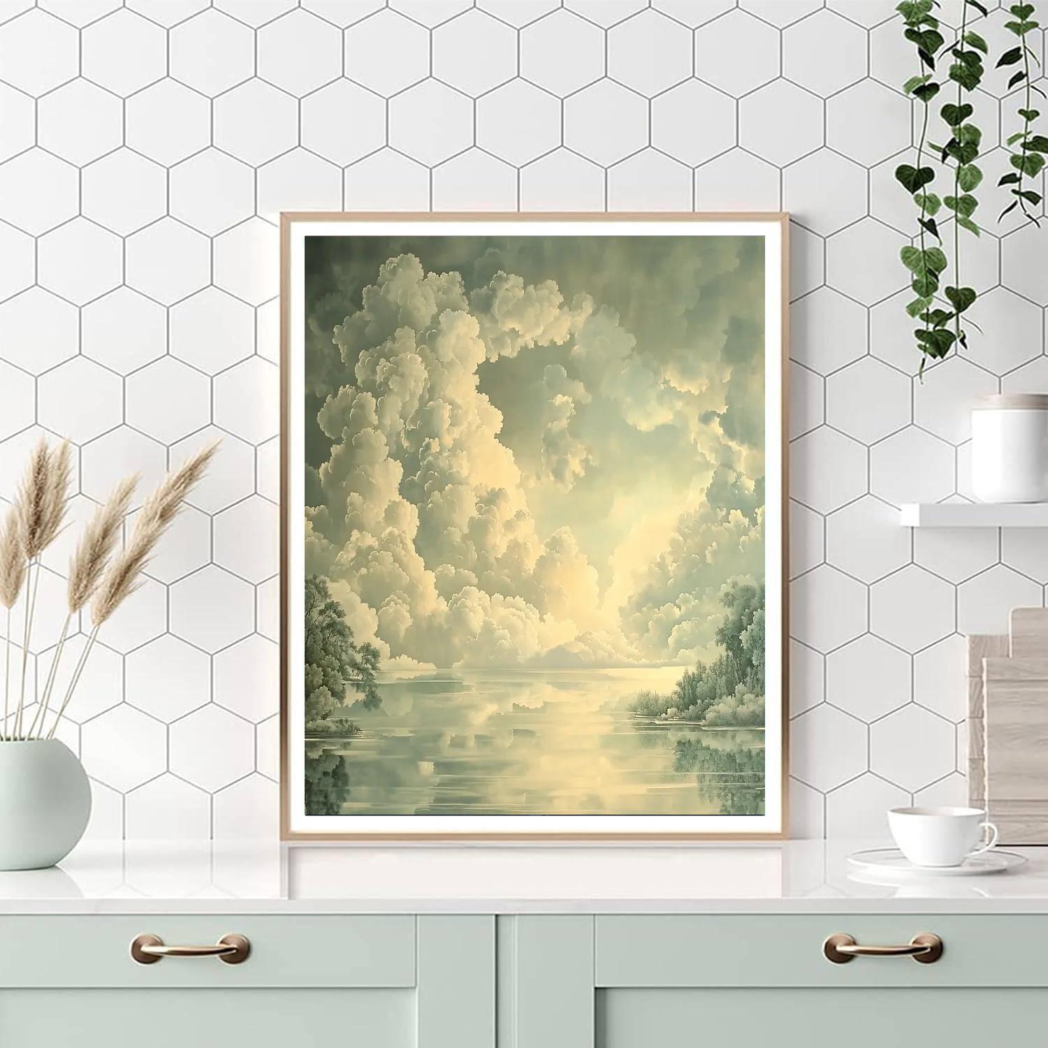 Zhao Mengfu Inspired Solitude Among Floating Clouds  Paint By Color