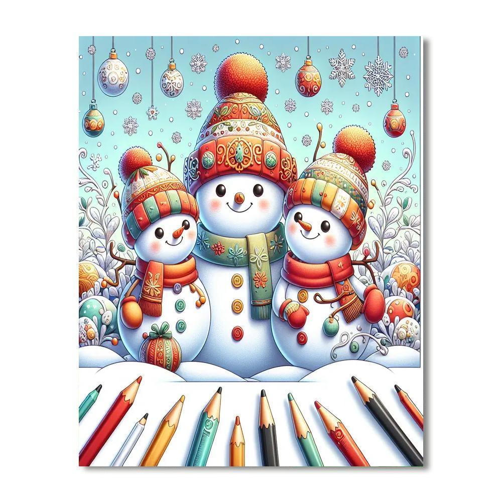 Charming Snowman Family Paint By Number