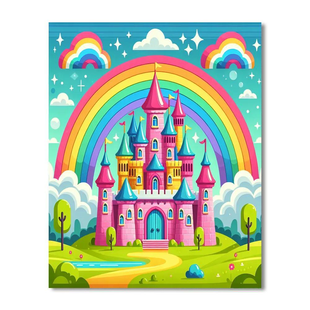 Rainbow Fairytale Castle Painting By Numbers Kit