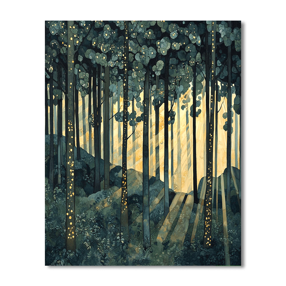 Gustav Klimt Inspired Forest Dreamscape  Paint By Numbers