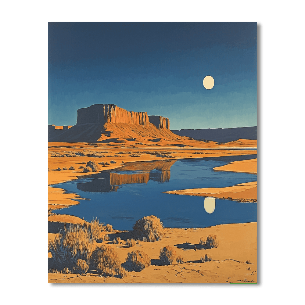 Edward Hopper Inspired Lunar Desert Serenity  Paint By Number