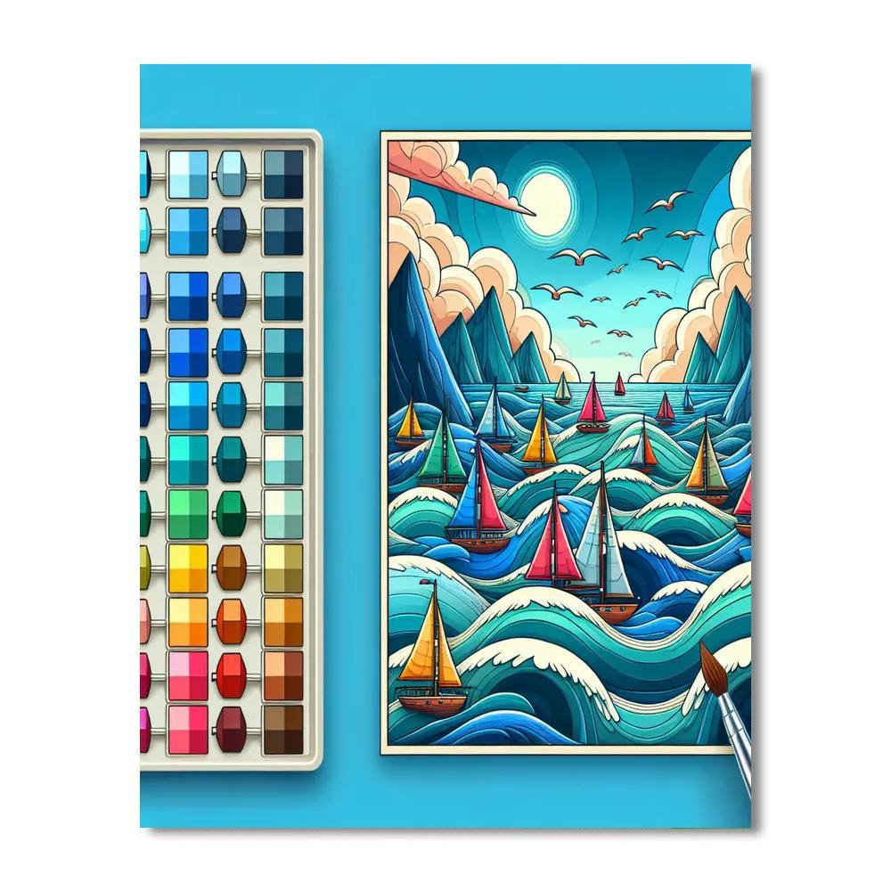 Adventure On The Open Seas With Sailboats Paint By Number