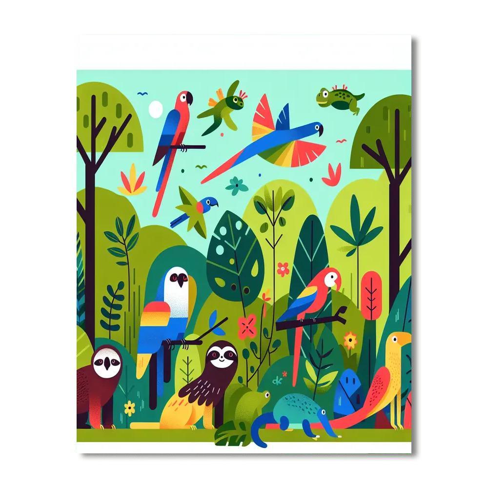 Rainforest Animal Rhapsody Paint By Number