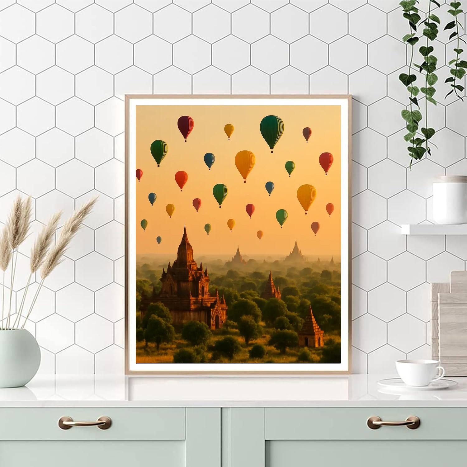 Ballooning Around Bagan - Myanmar Painting Number Kit