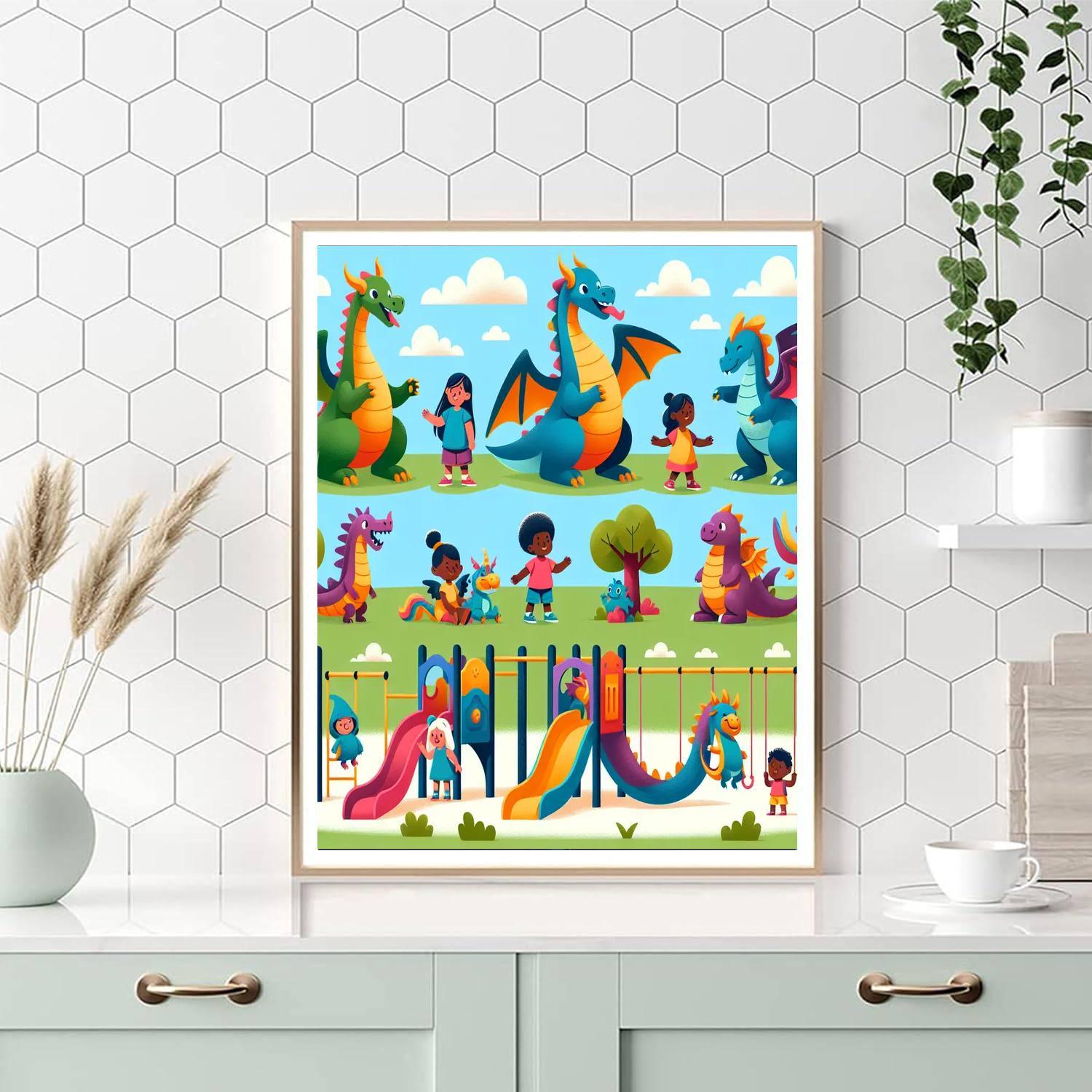 Friendly Dragon Playground Paint By Color