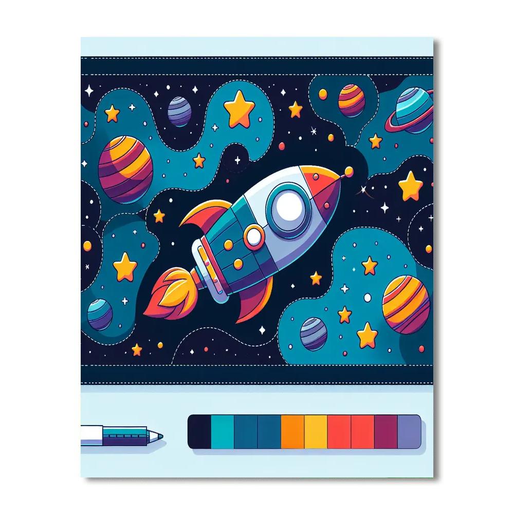Silly Spaceship Paint By Numbers Art