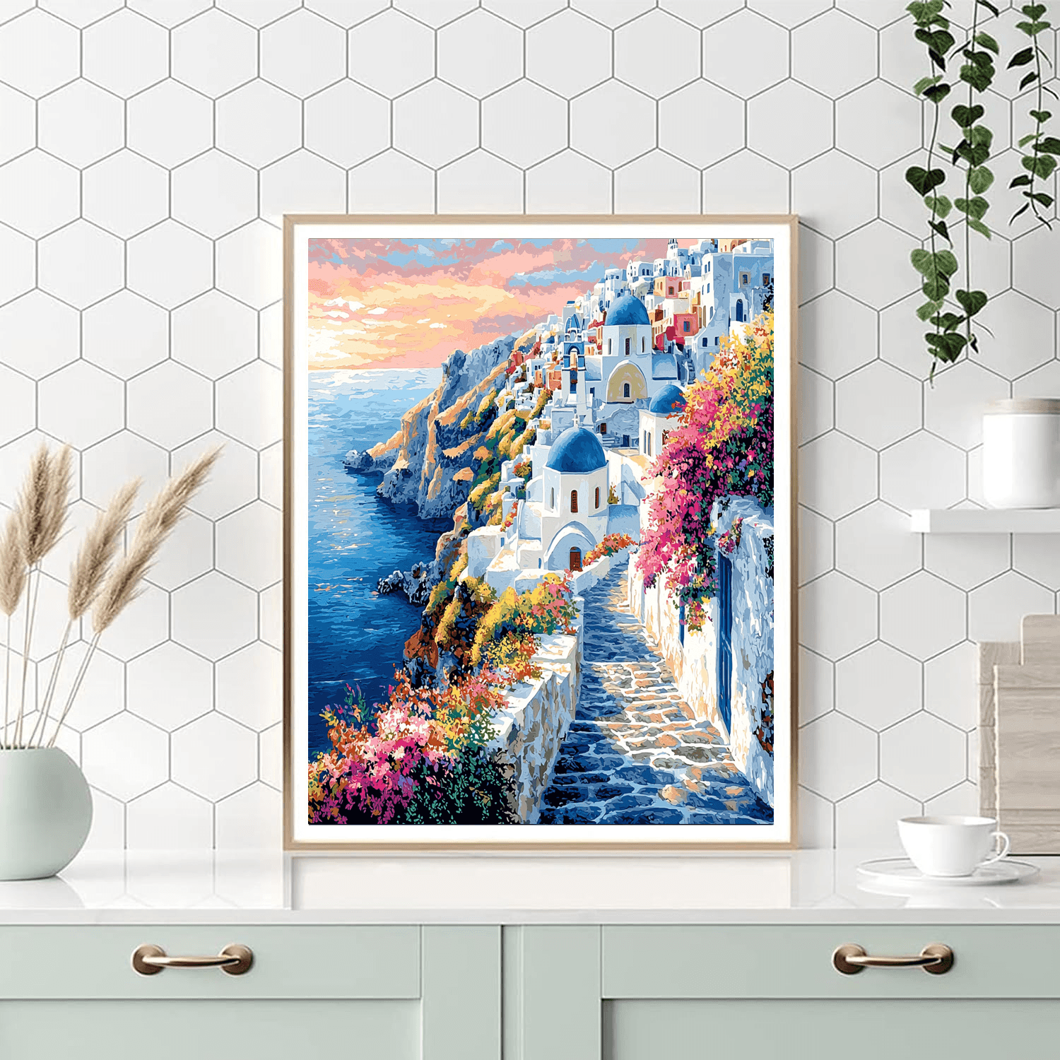 Santorini's Oia Village - Greece Painting By Numbers Kit