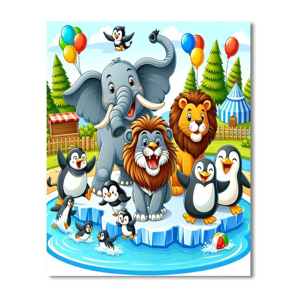 Happy Animals At The Zoo Paint By Number