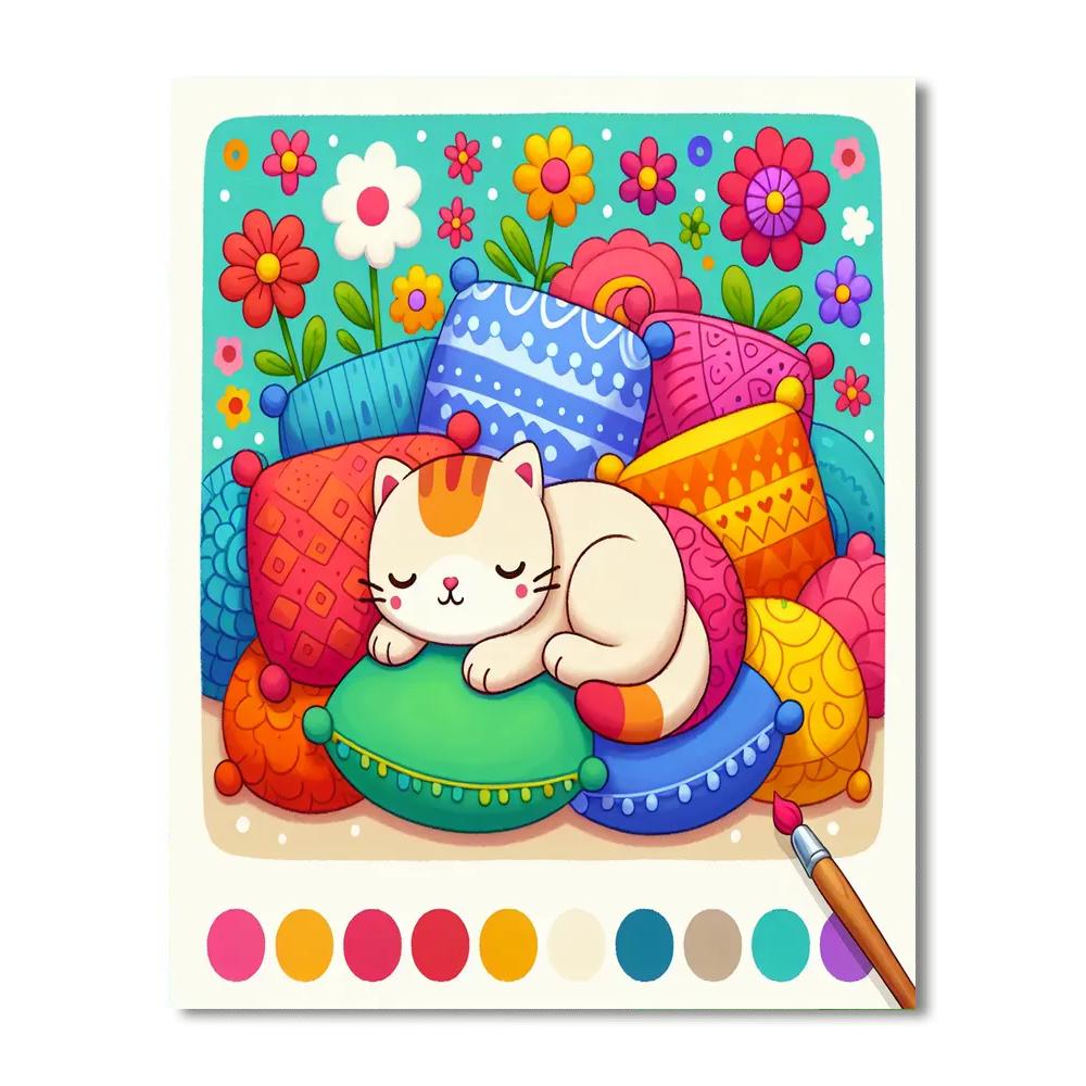 Snoozy Cat Nap Numbered Painting Kits