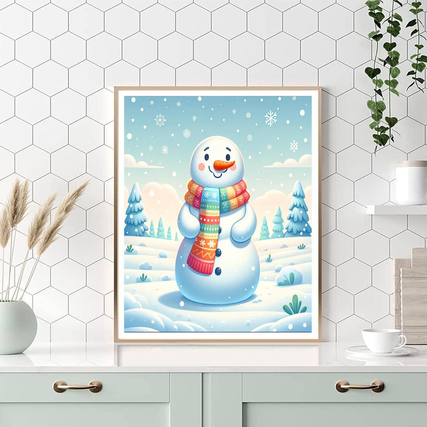 Gentle Snowman Number Painting