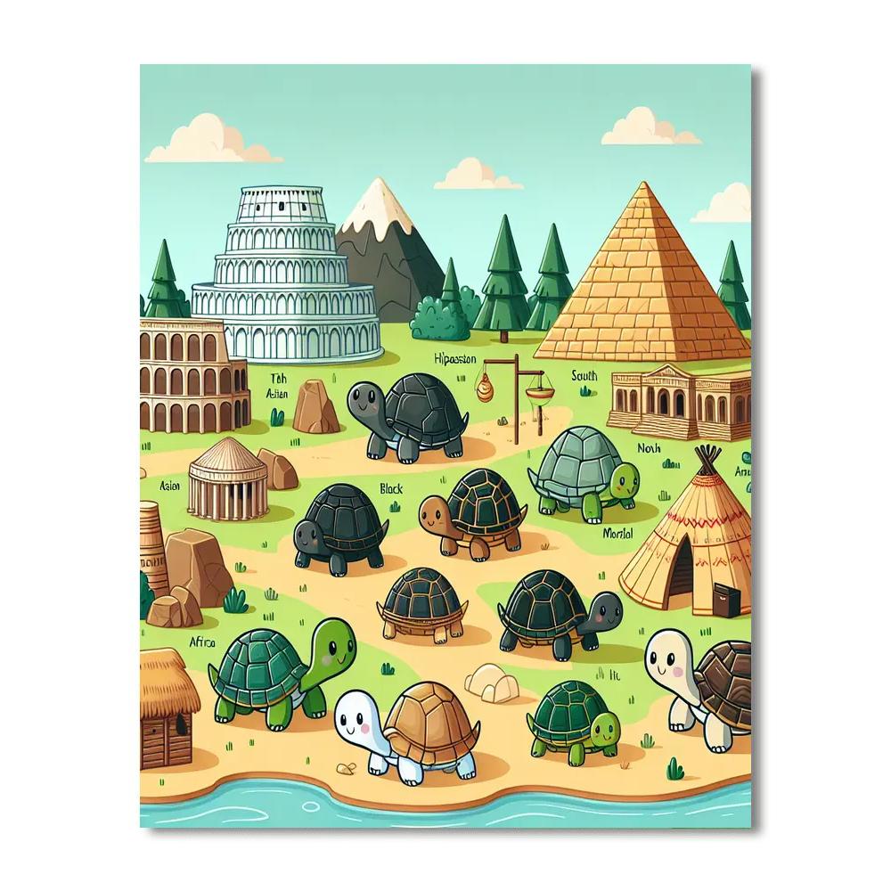 Turtle Trek Across Time Number Painting