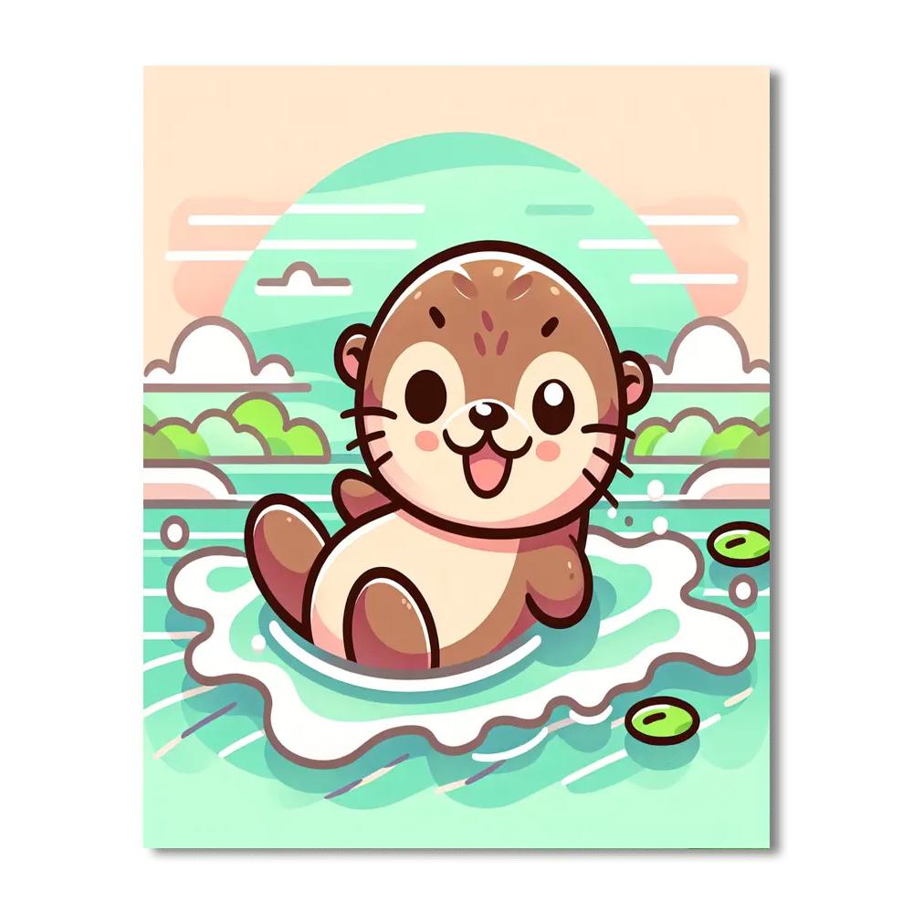 Happy Otter Paint By Numbers Art