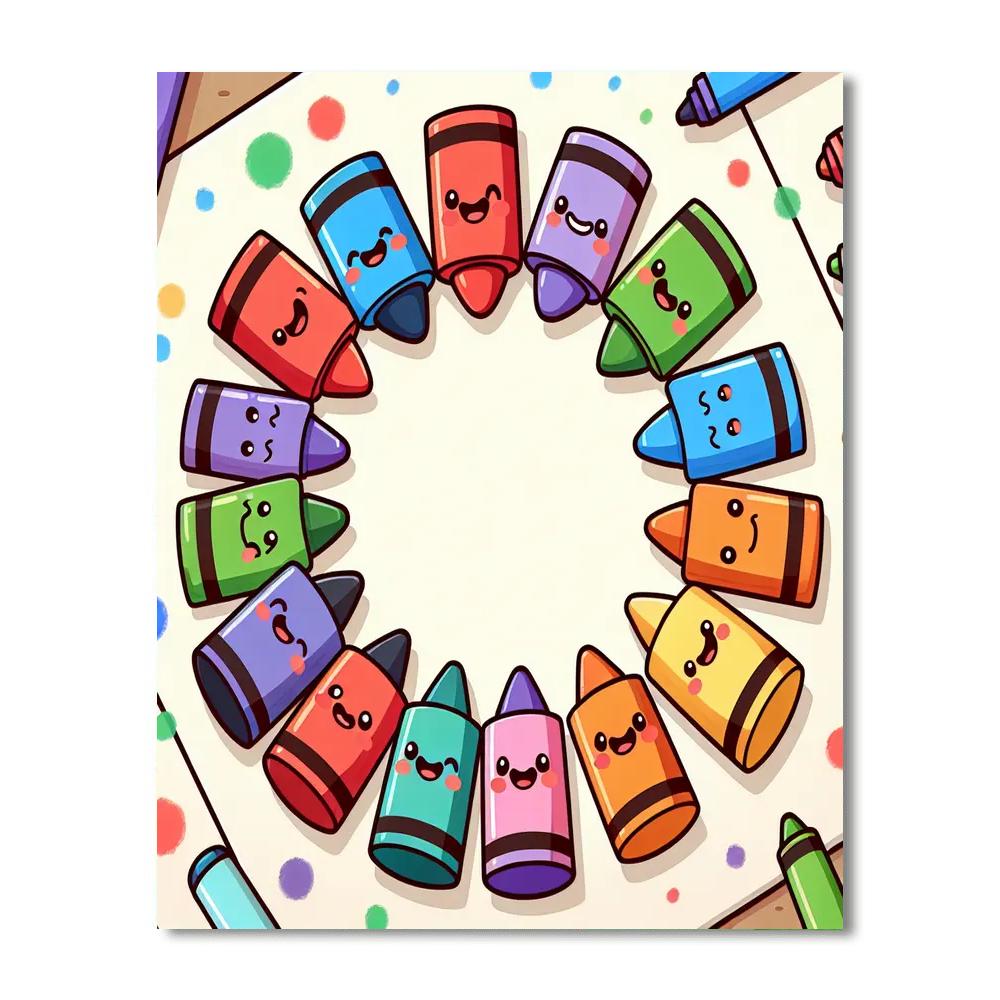 Happy Colorful Crayons Painting By Numbers Kit