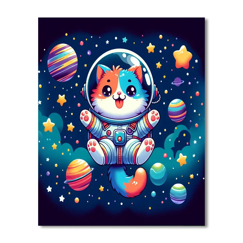 Curious Astronaut Cat Numbered Painting Kits
