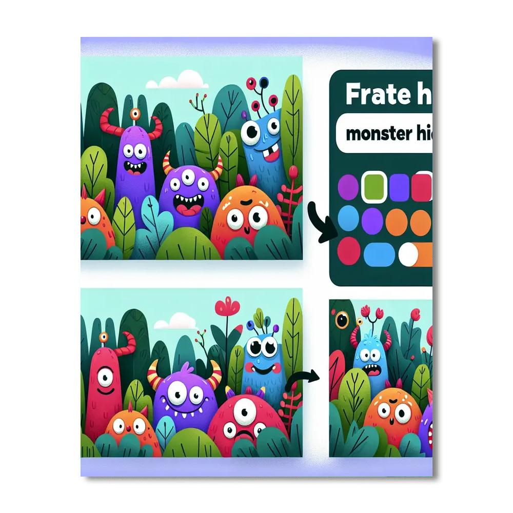 Giggly Monster Hideout Paint By Numbers Art
