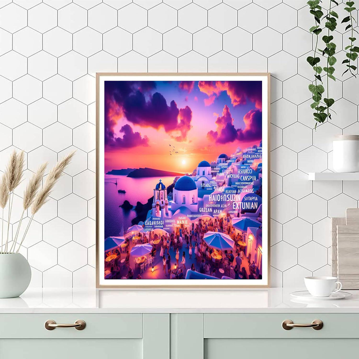 Santorini Sunset Festival - Greece Paint By Color