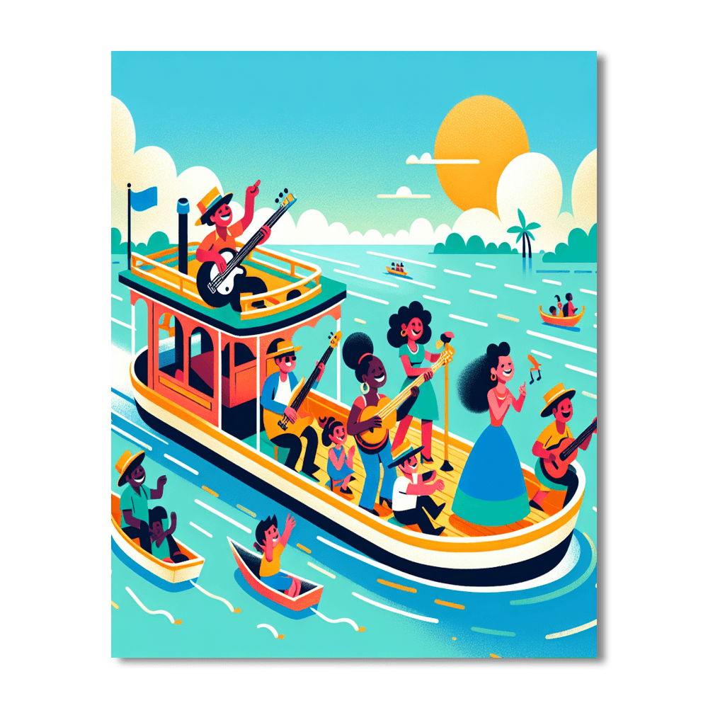 Festive Riverboat Ride Number Painting