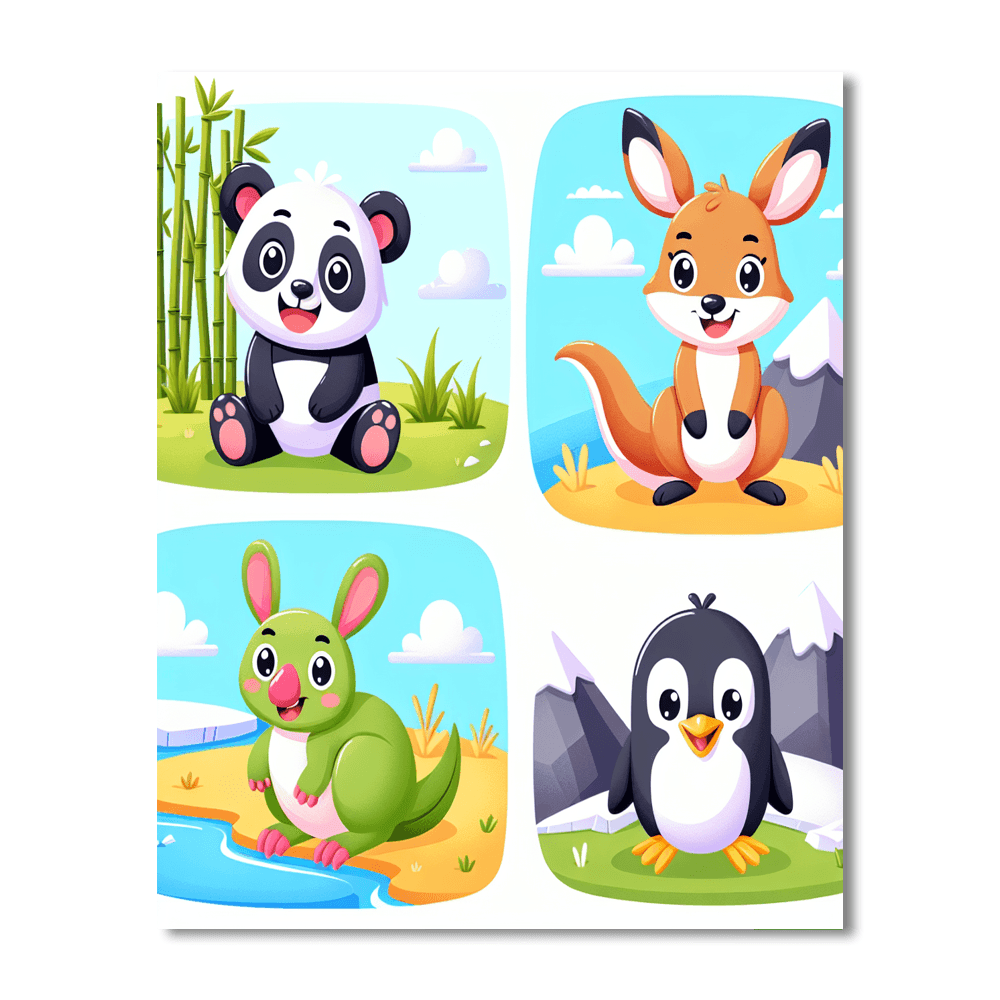 Cute Critters Around The World Number Painting