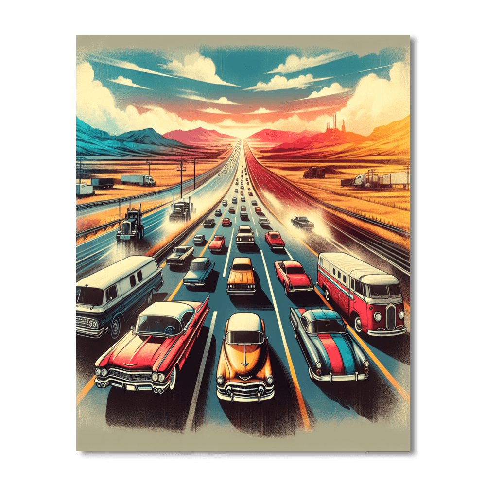 Retro Vintage Road Trip Number Painting