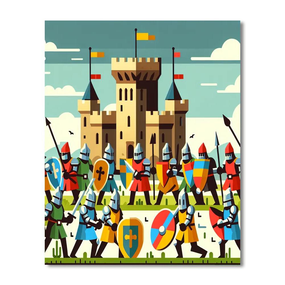 Knights And Castle Battle Numbered Painting Kits