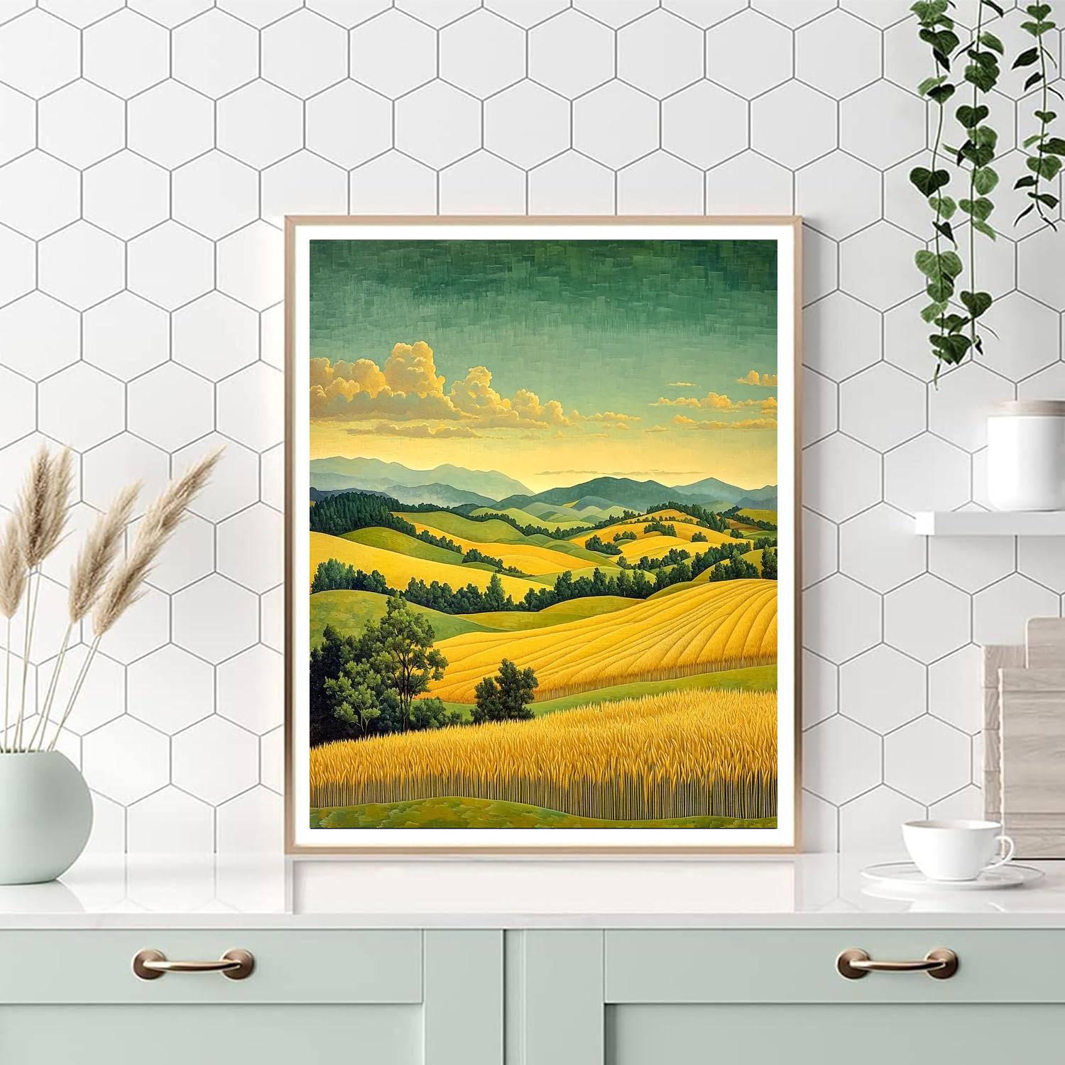 Utagawa Hiroshige Inspired The Quiet Majesty Of Golden Fields  Painting By Numbers Kit