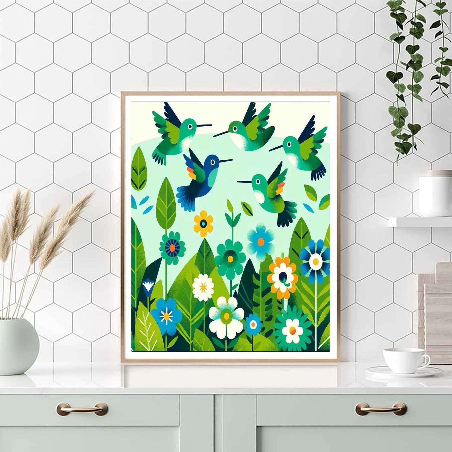 Harmony Of Hummingbirds Number Painting