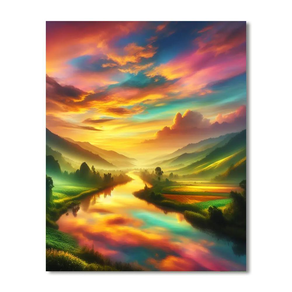 Majestic Sunrise Over The Valley DIY Paint By Numbers