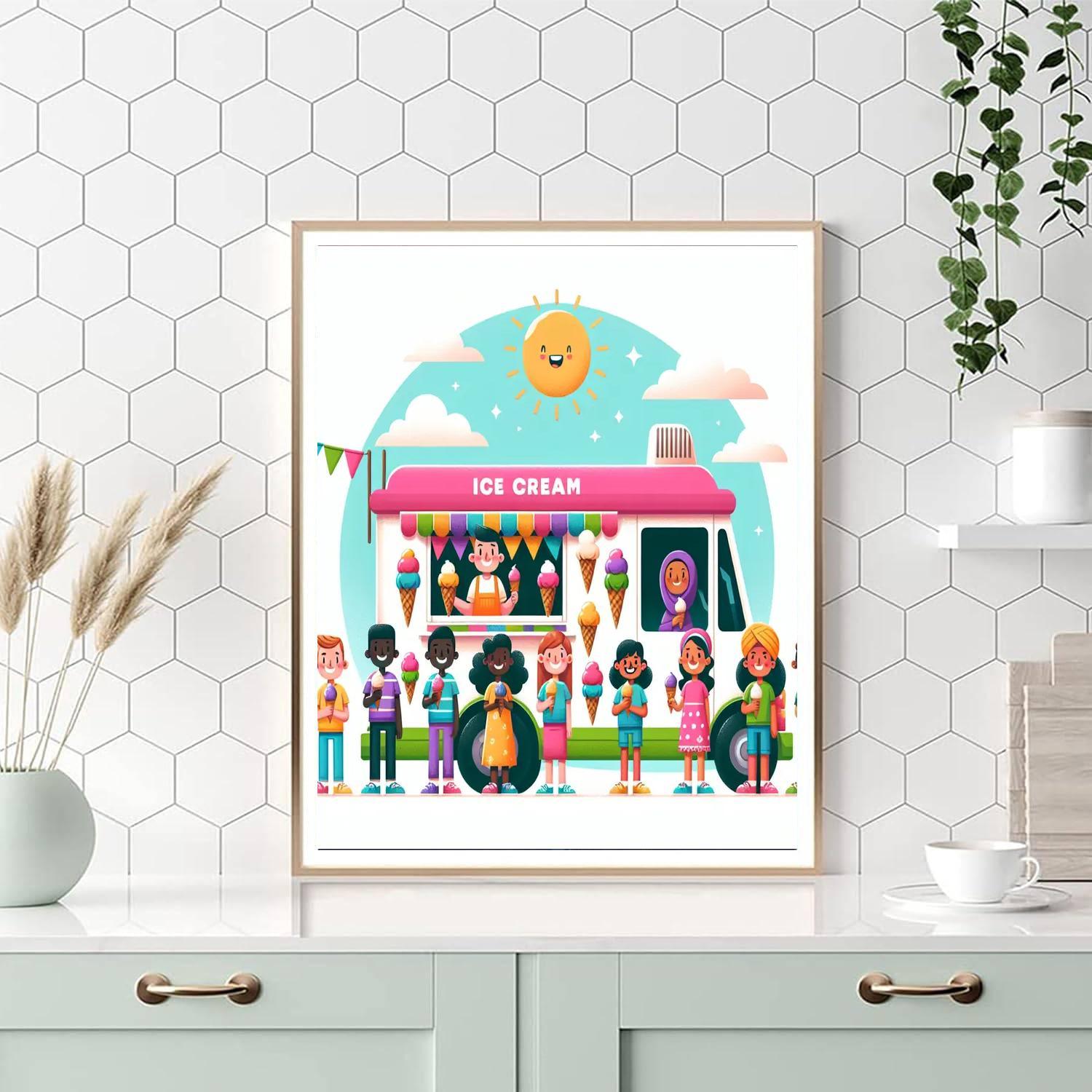 Charming Ice Cream Truck Paint By Numbers Art