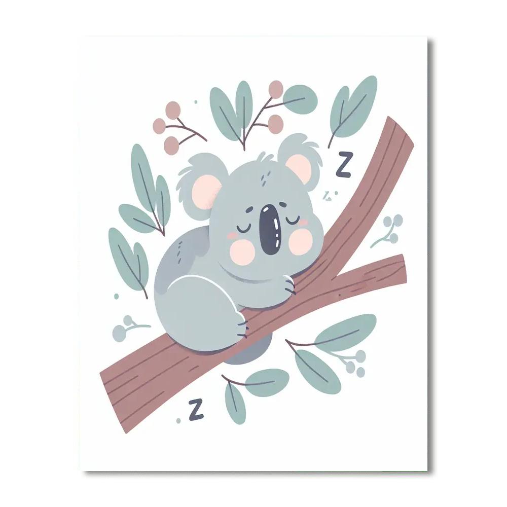 Charming Koala's Nap Number Painting