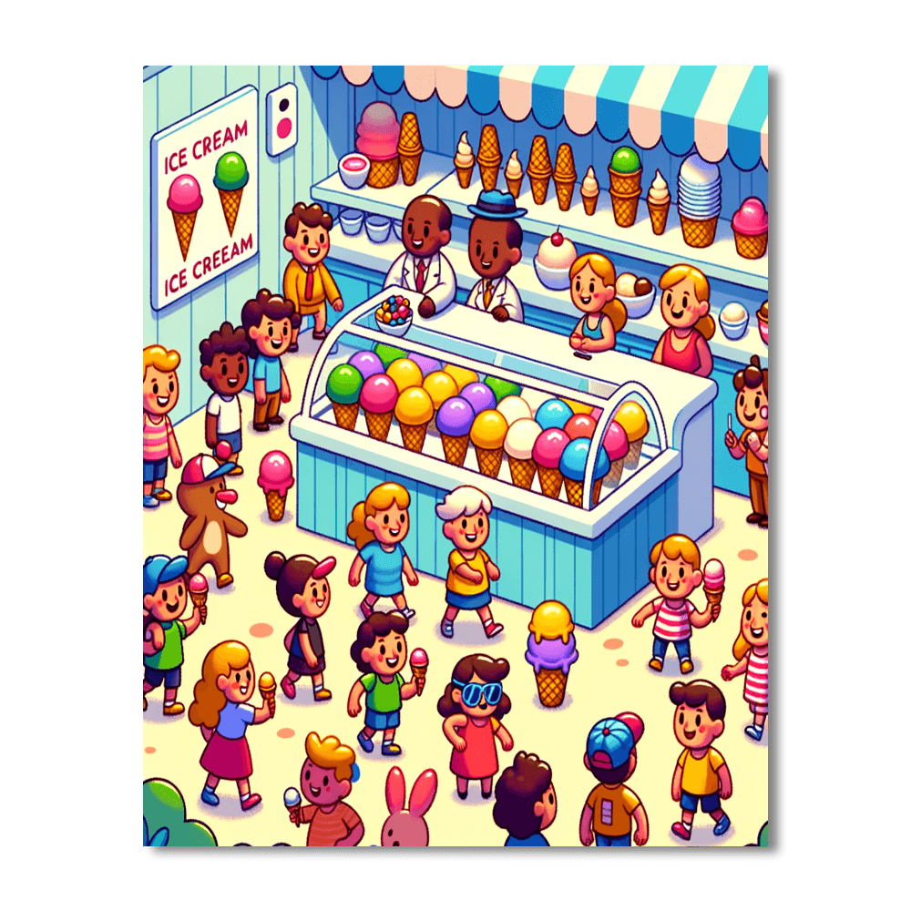 Cheerful Ice Cream Shop Paint By Number