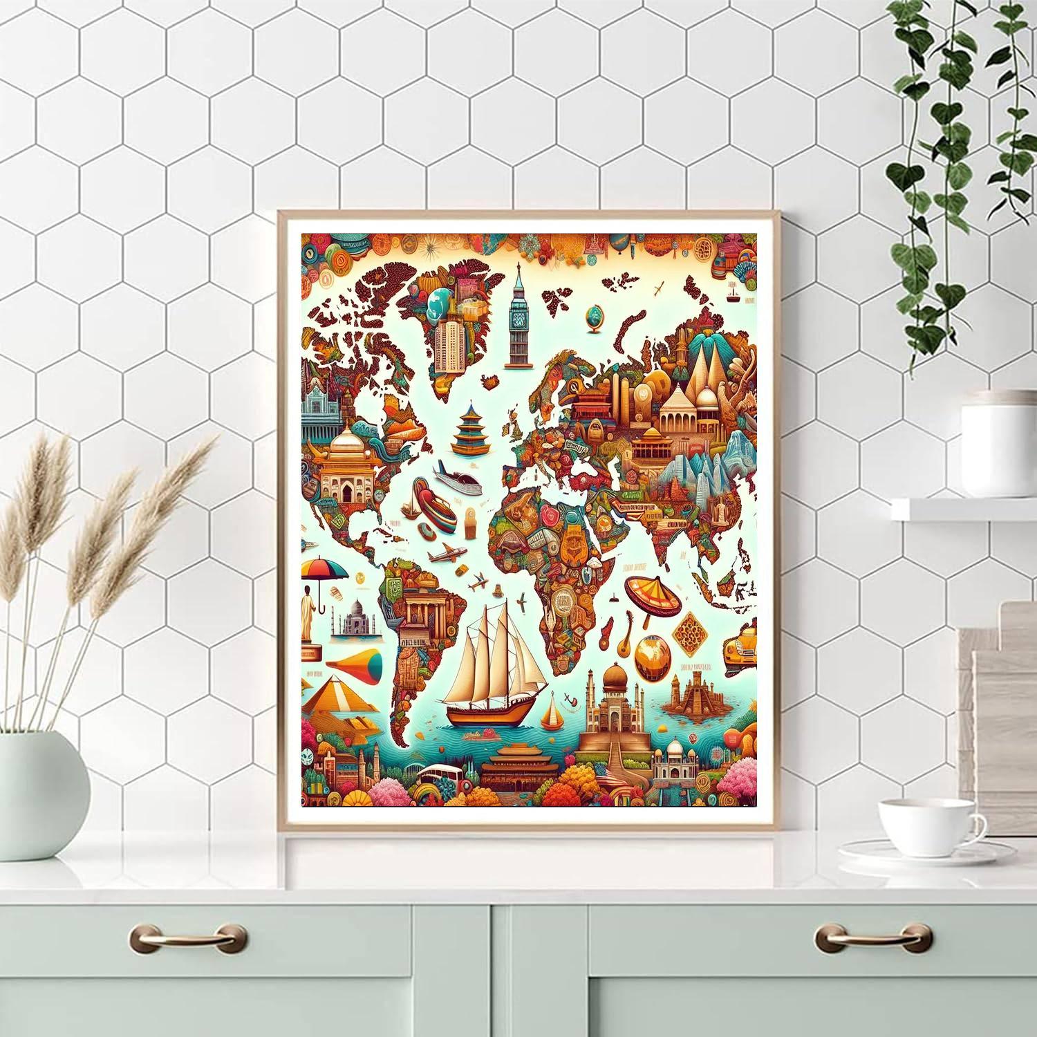 Wanderlust Map Adventure Painting Number Kit