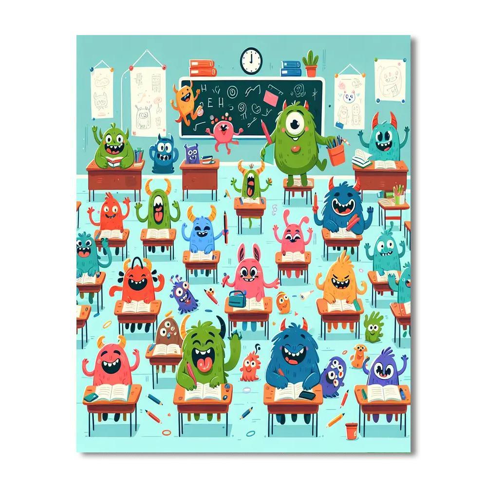 Friendly Monster School Paint By Numbers