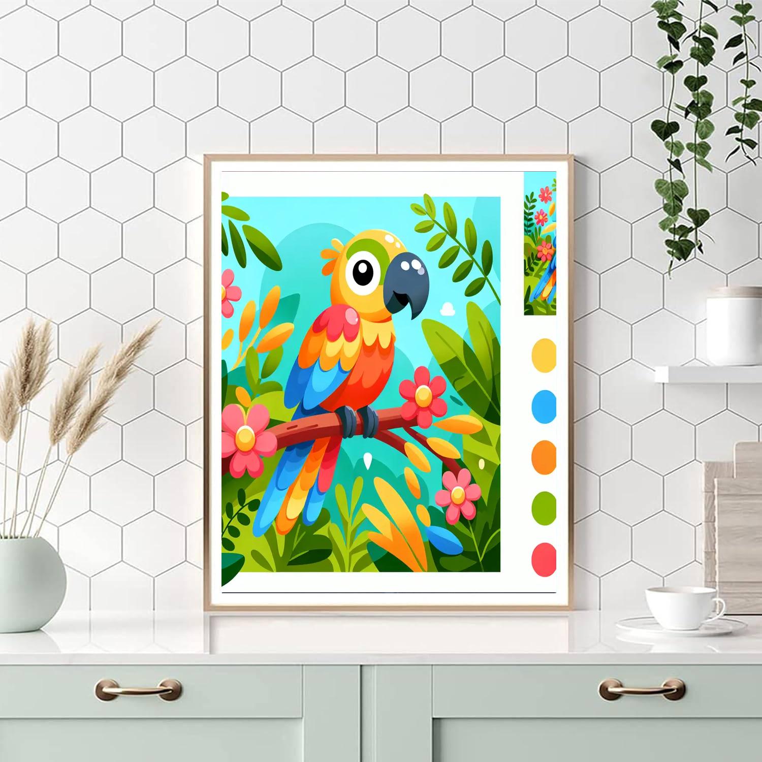 Fun-loving Parrot Number Painting
