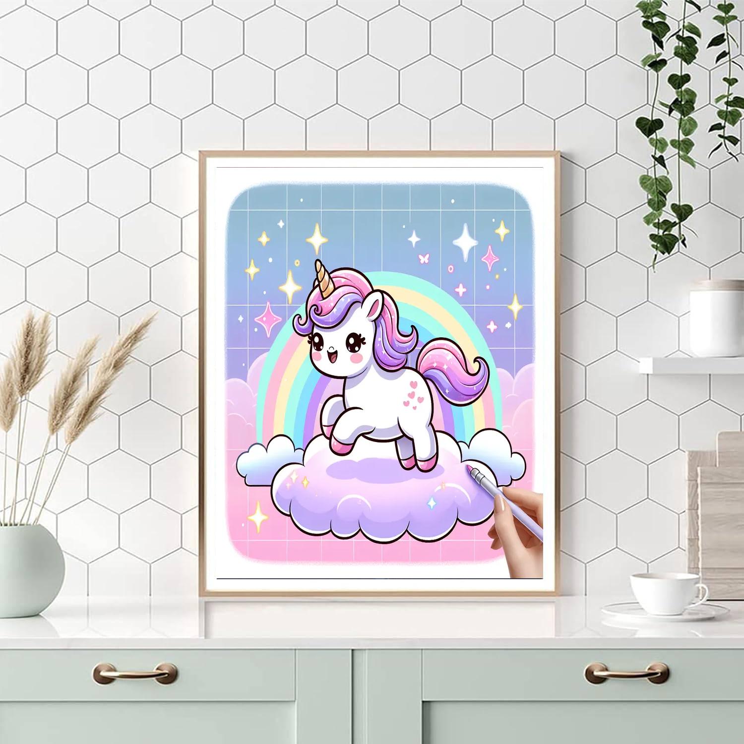 Adorable Baby Unicorn Number Painting