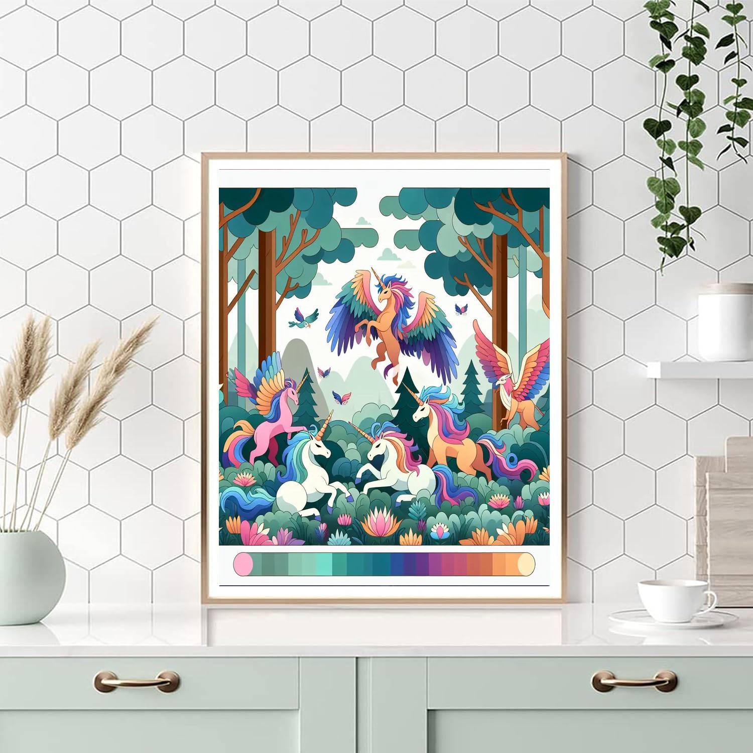 Fantasy Forest With Magical Beasts Paint By Number