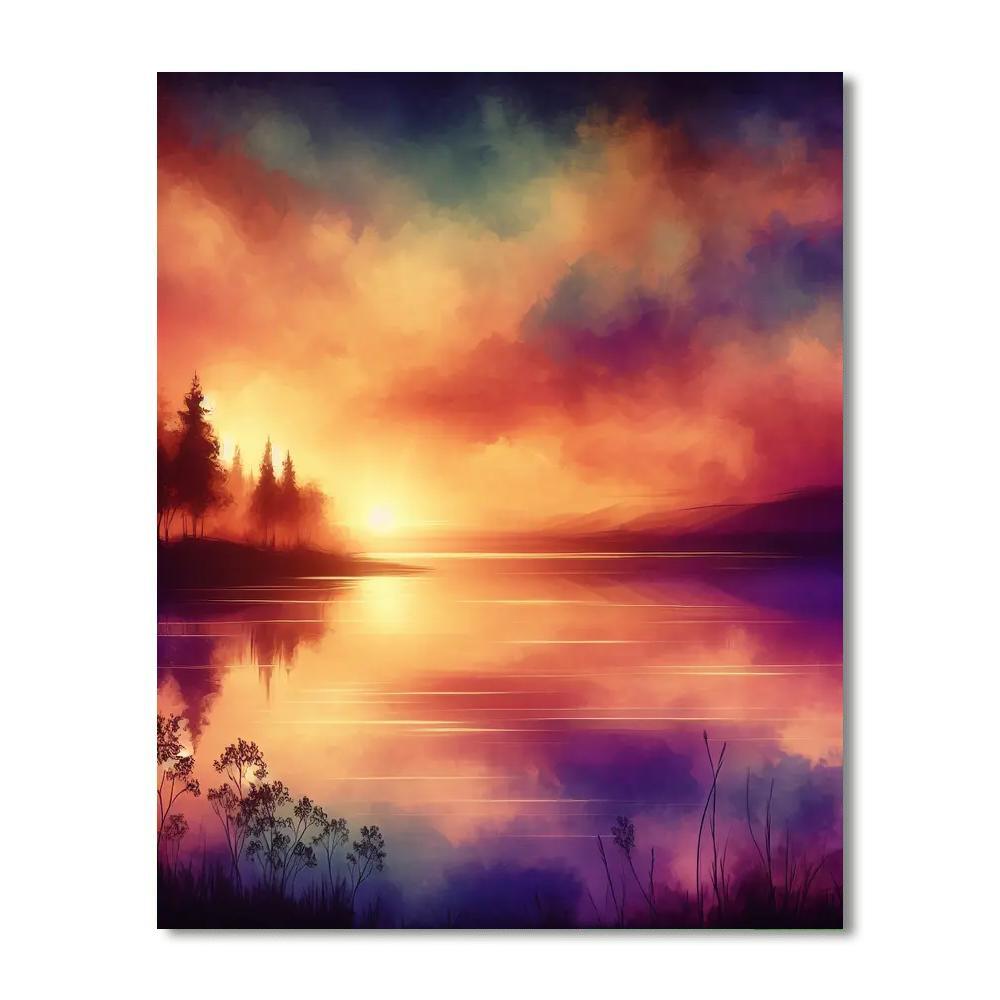 Peaceful Sunset Reflections Paint By Numbers Art