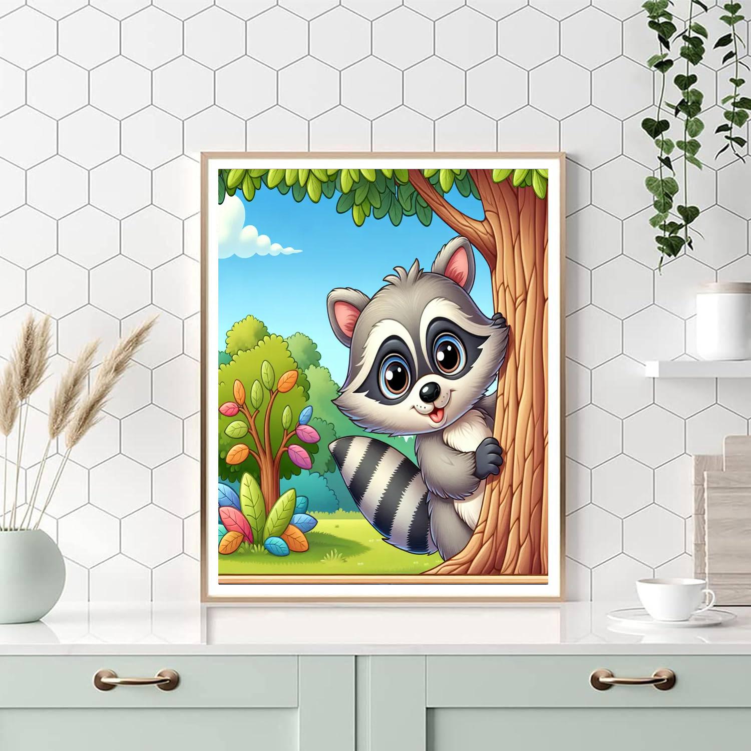 Excited Raccoon Paint By Color
