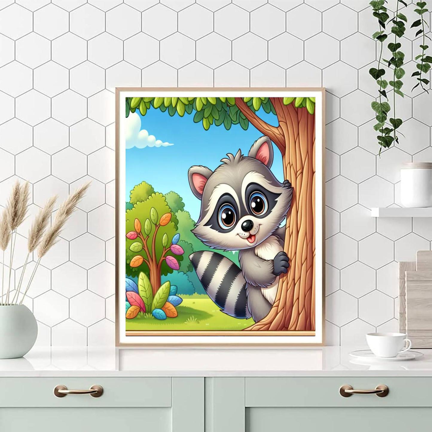 Excited Raccoon Paint By Color