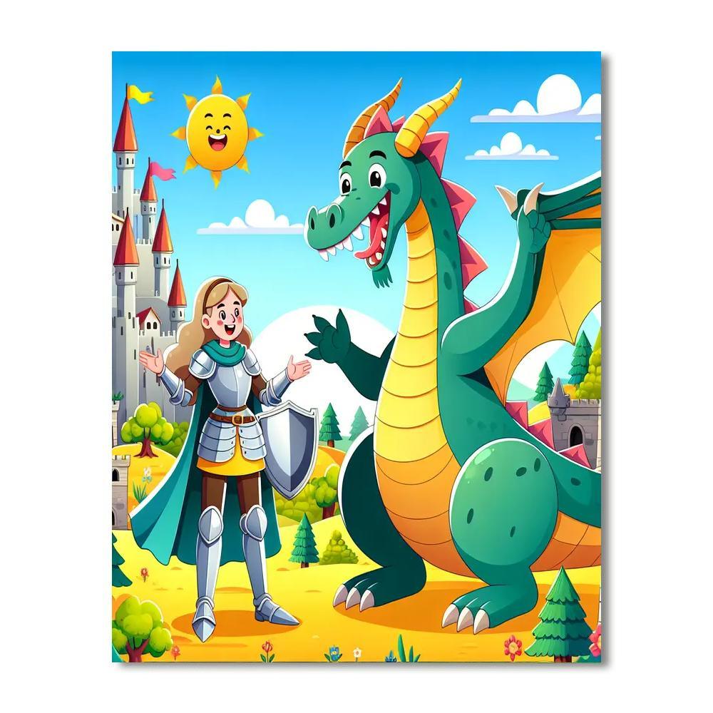 Courageous Knights And Dragons Paint By Numbers