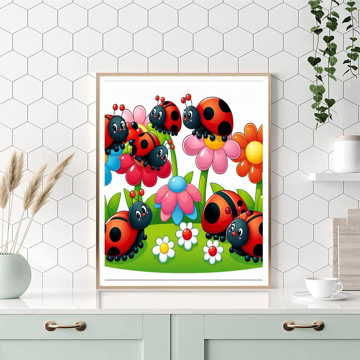 Cheerful Garden Ladybugs Paint By Color