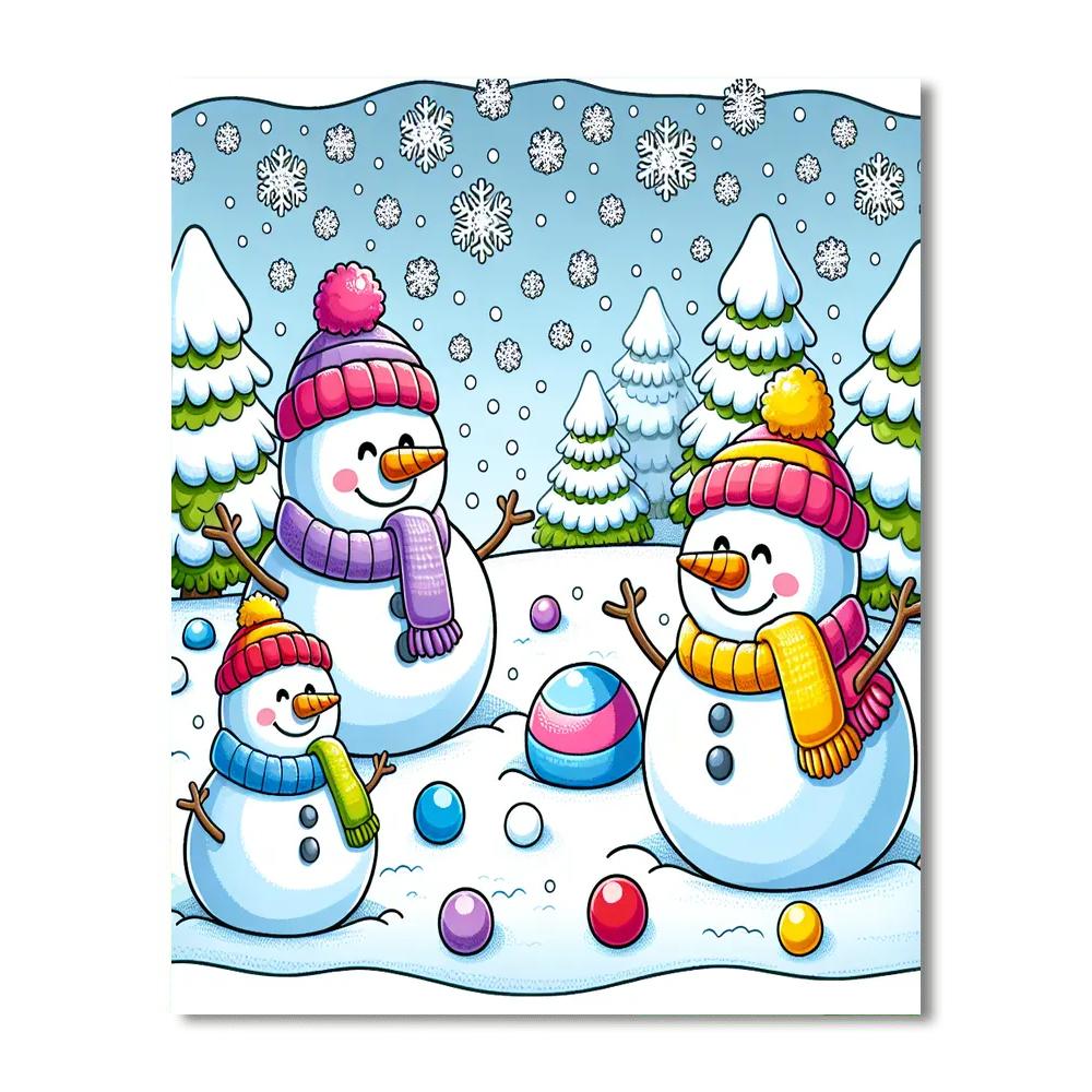 Giggly Snowmen Numbered Painting Kits