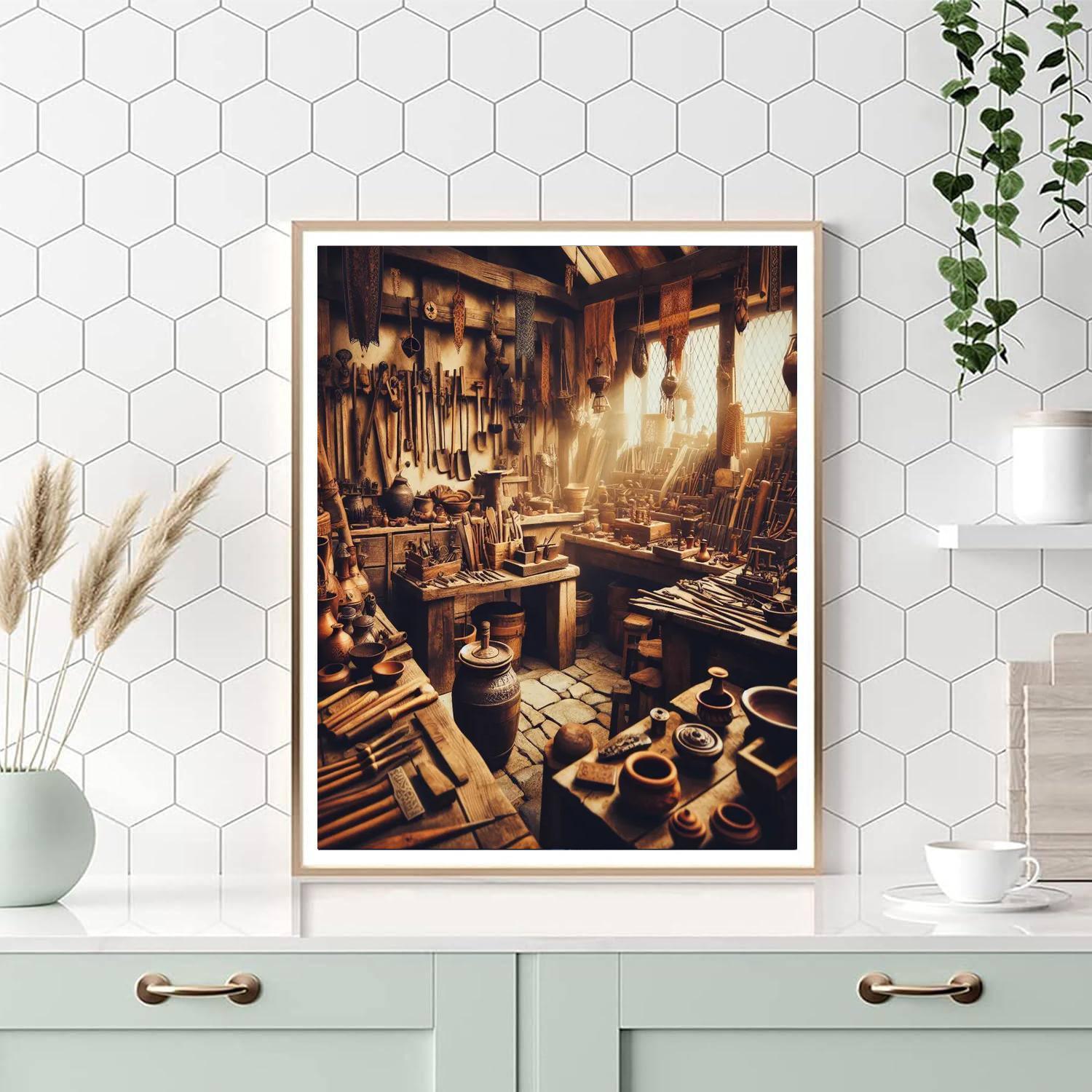 Artisan's Rustic Workshop Paint By Number