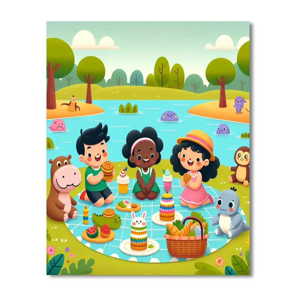 Riverside Picnic Fun Paint By Numbers Art
