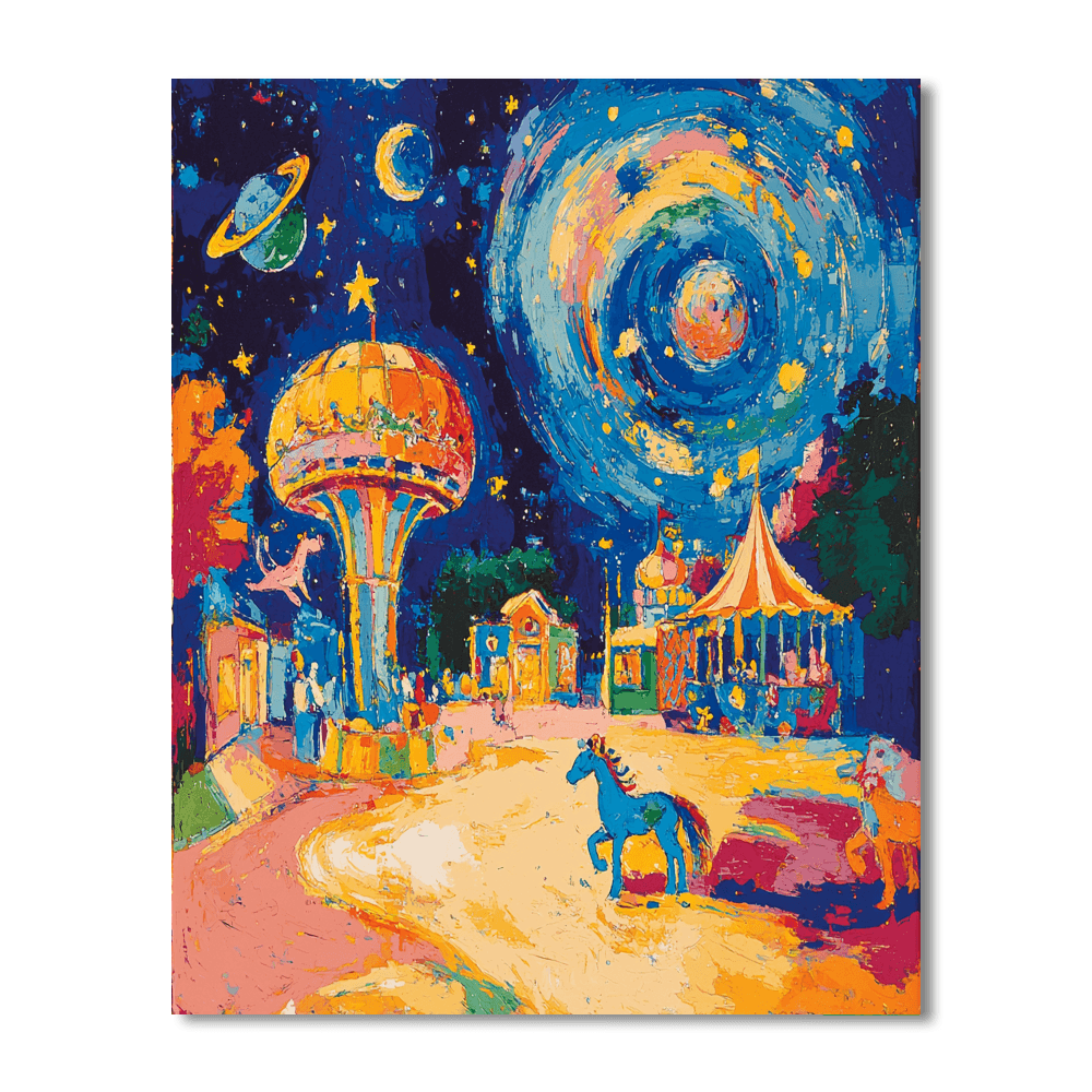 Marc Chagall Inspired Whimsical Galactic Carnival  Paint By Number