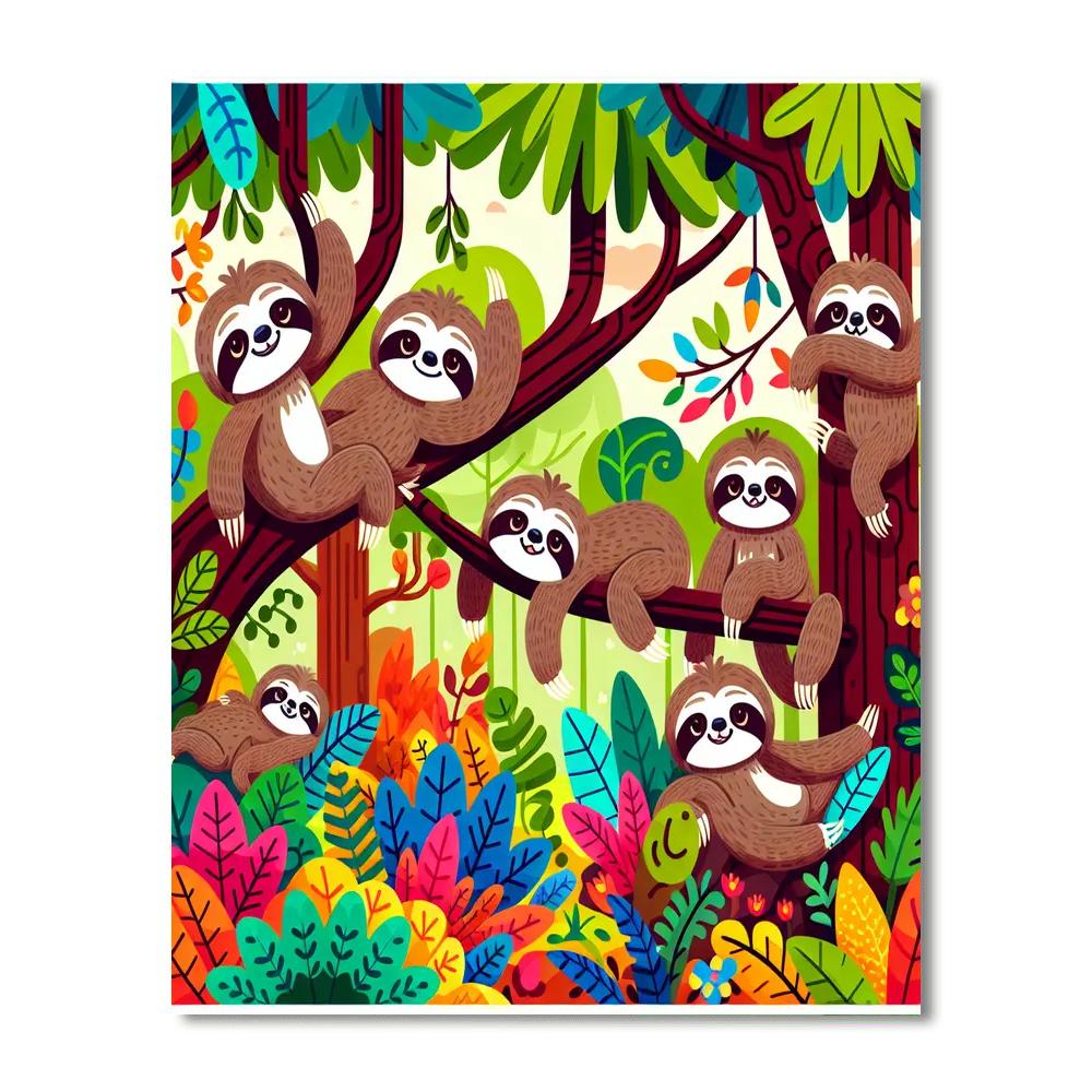 Sassy Sloths Painting Number Kit