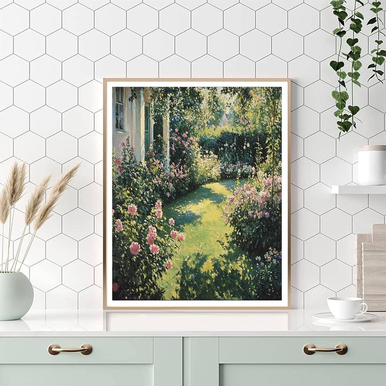 Claude Monet Inspired Victorian Garden Harmony  Number Painting