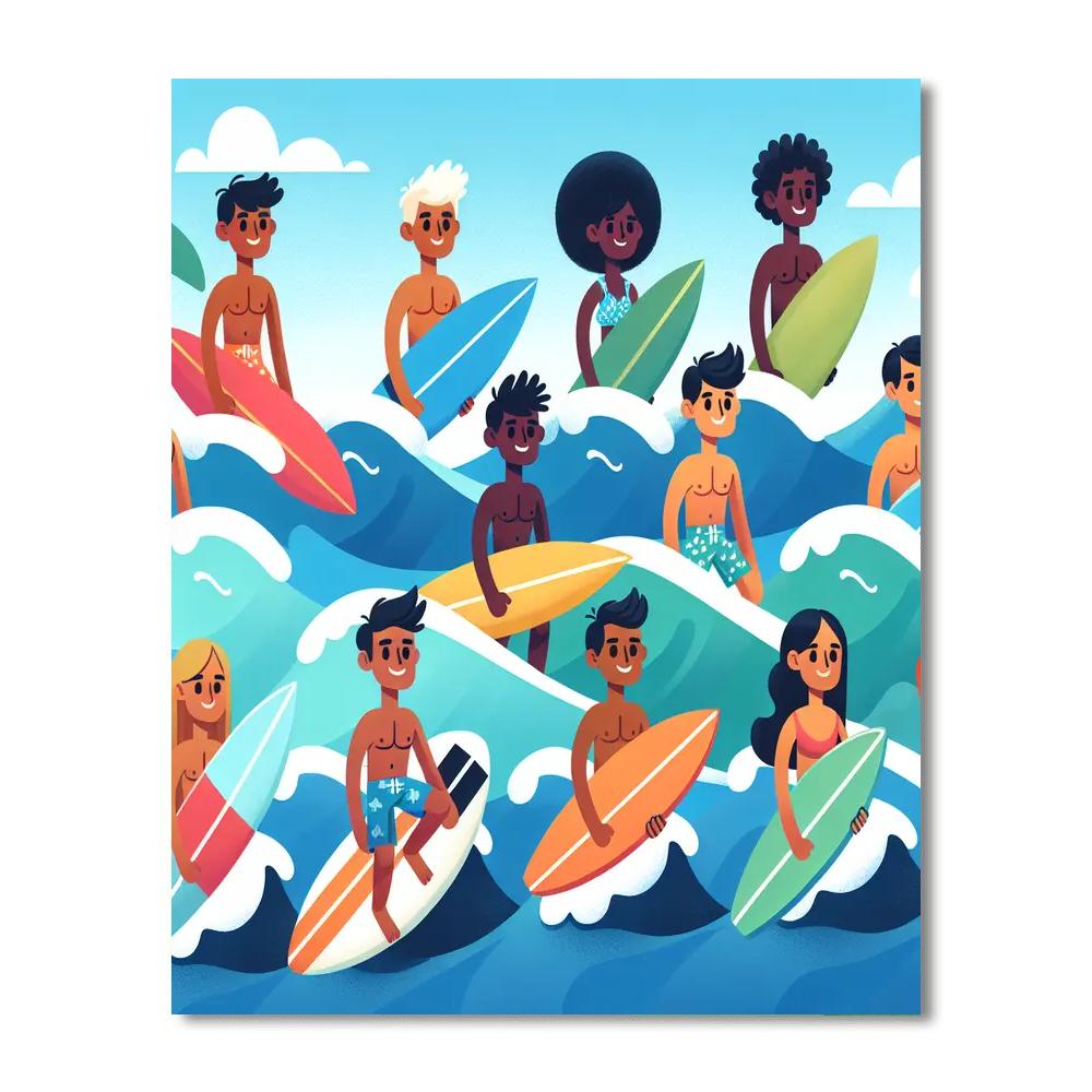 Ocean Wave Surfers Paint By Numbers