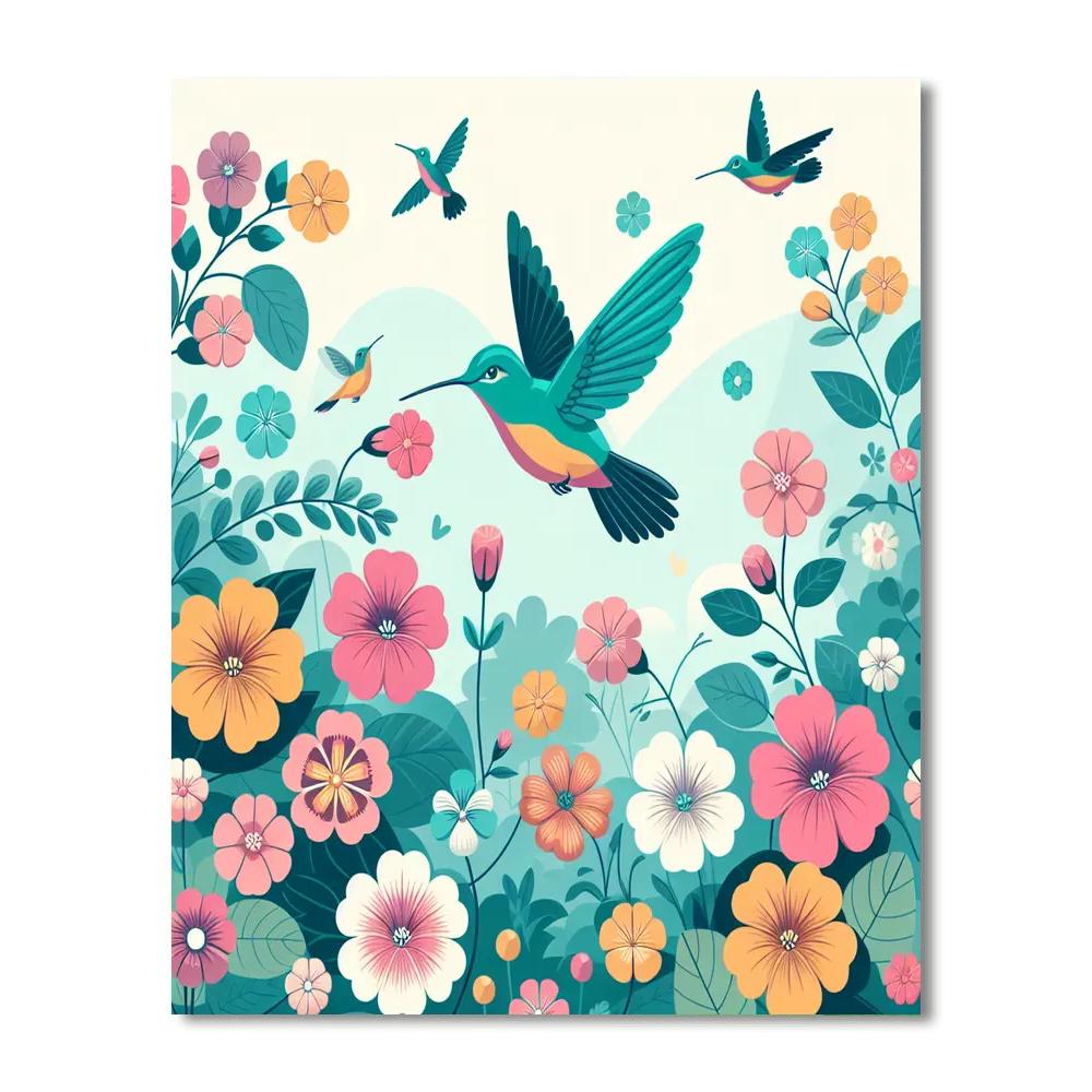 Hummingbird Harmony Number Painting