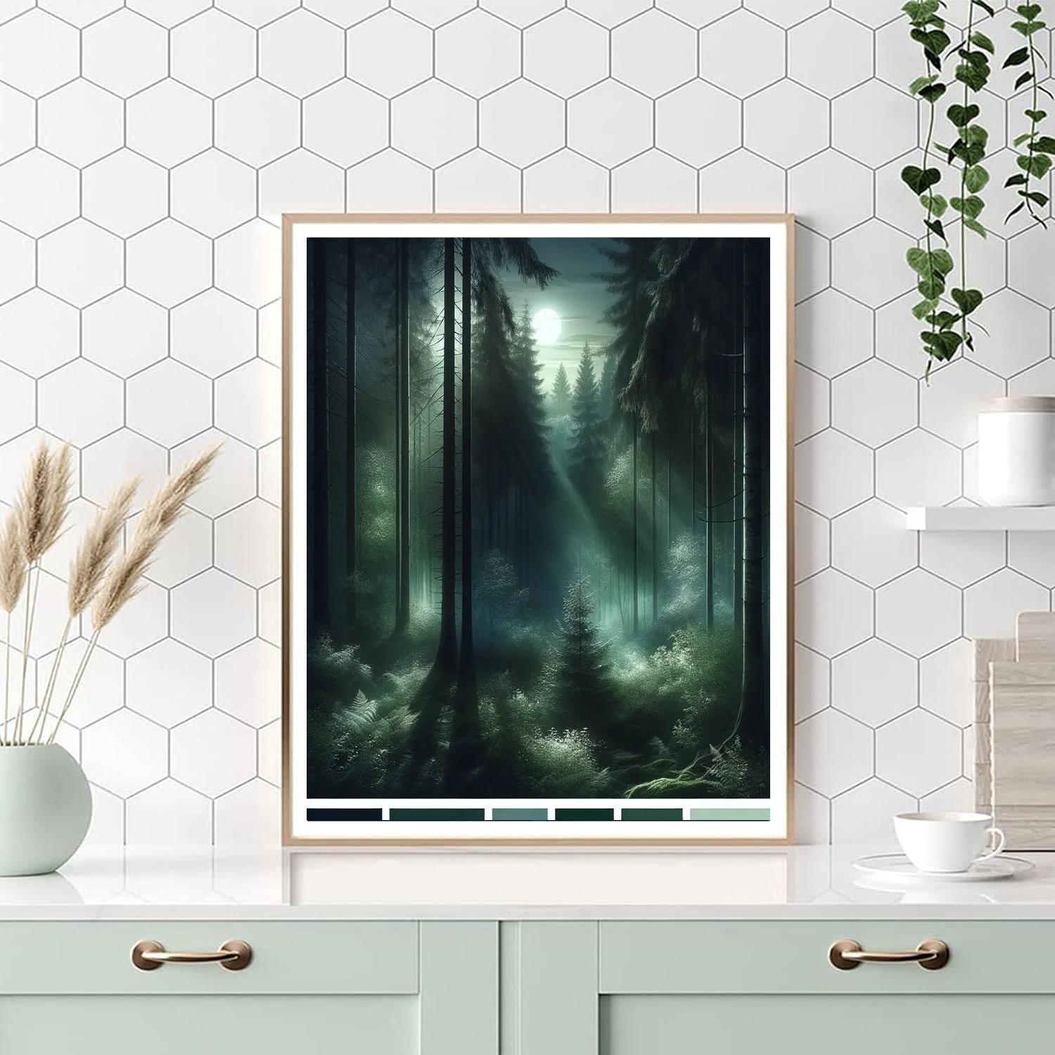 Ethereal Moonlit Woodland Paint By Color